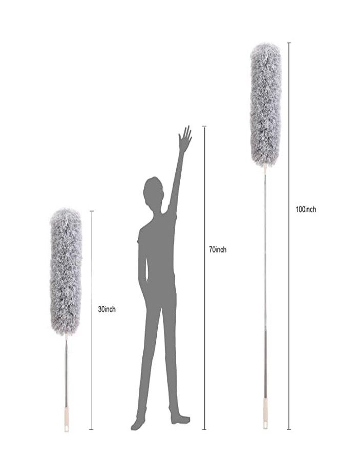 Kunya Microfiber Feather Duster Bendable & Extendable Fan Cleaning Duster with 100 inches Expandable Pole Handle Washable Duster for High Ceiling Fans, Window Blinds, Furniture (Grey) - Image 5